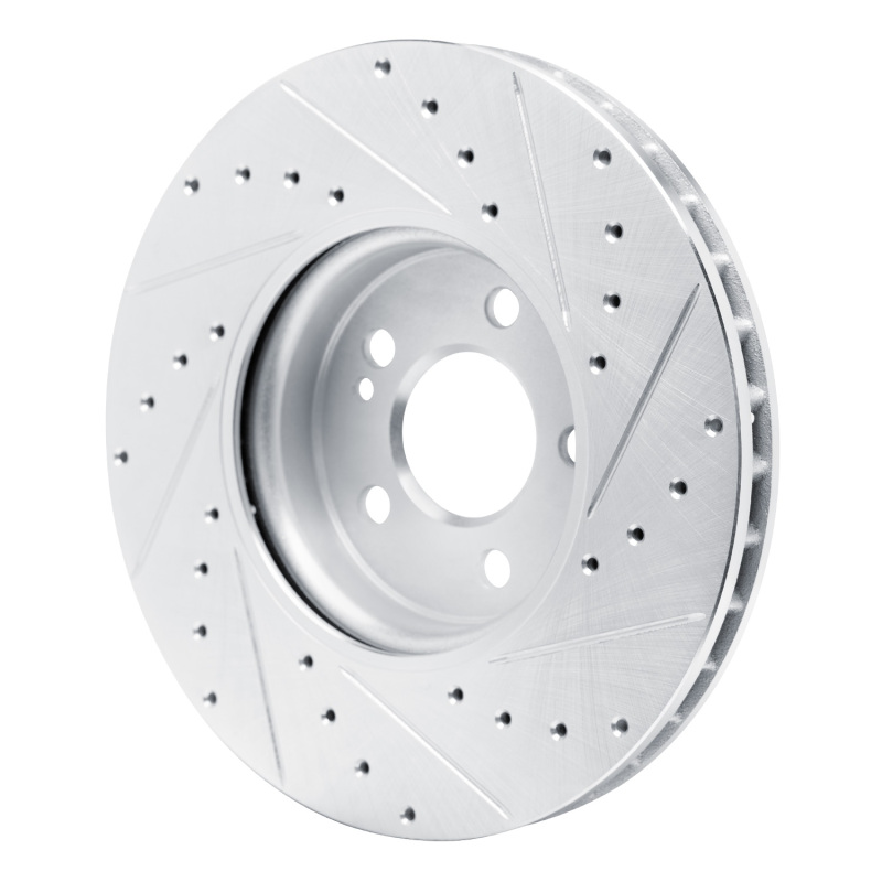 Mercedes-Benz A220 Brake Rotor (1) - Front Left - R1 Concepts - Drilled & Slotted - Silver - `19-`26
